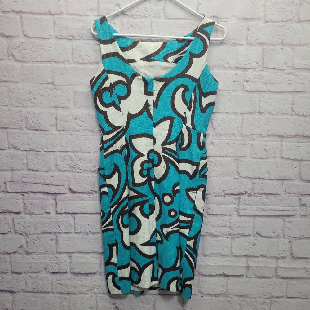 Milly of New York Mod Geometric Sheath Dress Sz 2 Zipped Summer Chic Resortwear
